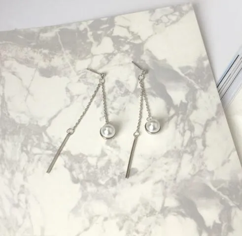 ea510 Fashion Bohemian earrings imitation pearl earring Double layer tassel Chain Geometric circle Female charm jewelry | Украшения и