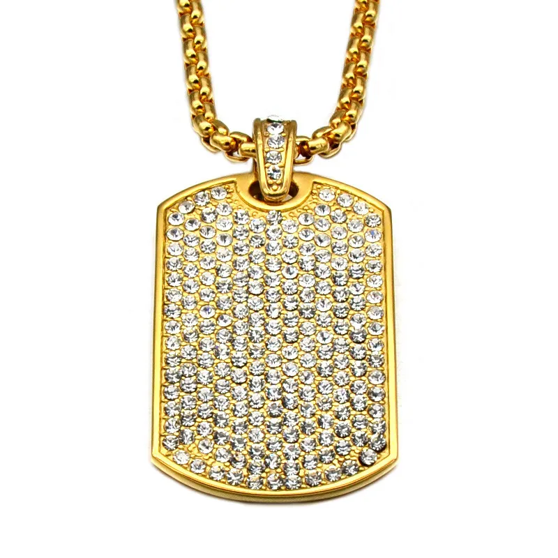 Ожерелье и подвеска в стиле хип-хоп со льдом с полностью блестящими стразами