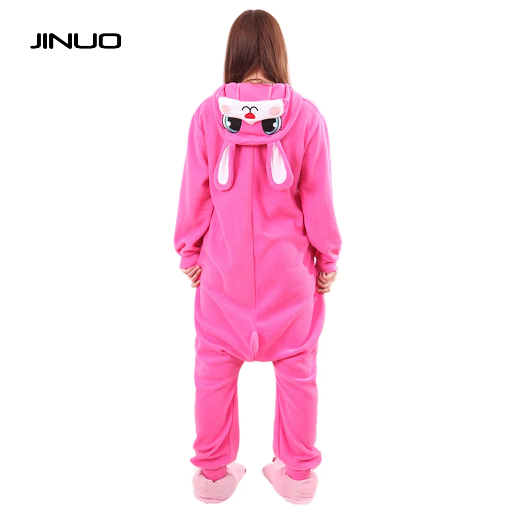 Women Adults Animal Rose Red lapin Lovely Rabbit Footed Pajamas Onesie Cosplay Pyjamas animal onesies for teenagers |