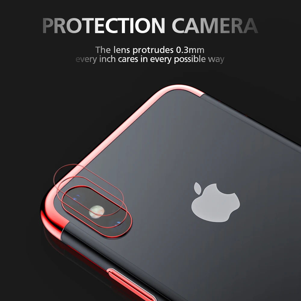KEYSION Soft TPU Case for iPhone XS Max Ultra thin transparent plating shining case XR X Mixed silicon cover |