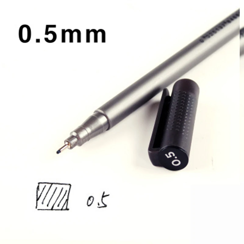 0.5mm 1 шт., фирменные ручки с крючками, перманентные ручки, маркеры для рисования, для рисования, краски, ручки для рисования, для студентов, школьные товары для рукоделия, 9 размеров - Цвет: 0.5mm