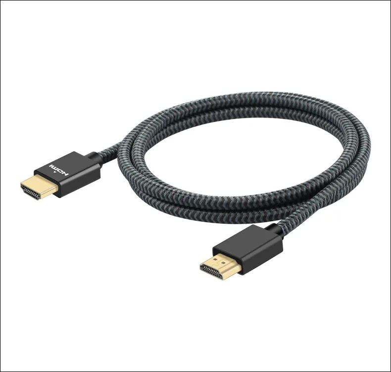 Черный Ультратонкий Тонкий 32AWG OD5.1mm HDMI 2.0b высокоскоростной 21 Гбит/с нейлоновый Плетеный HDMI кабель, поддержка 4K@ 60 Гц, 3D, Ethernet, аудио возврат - Цвет: Черный
