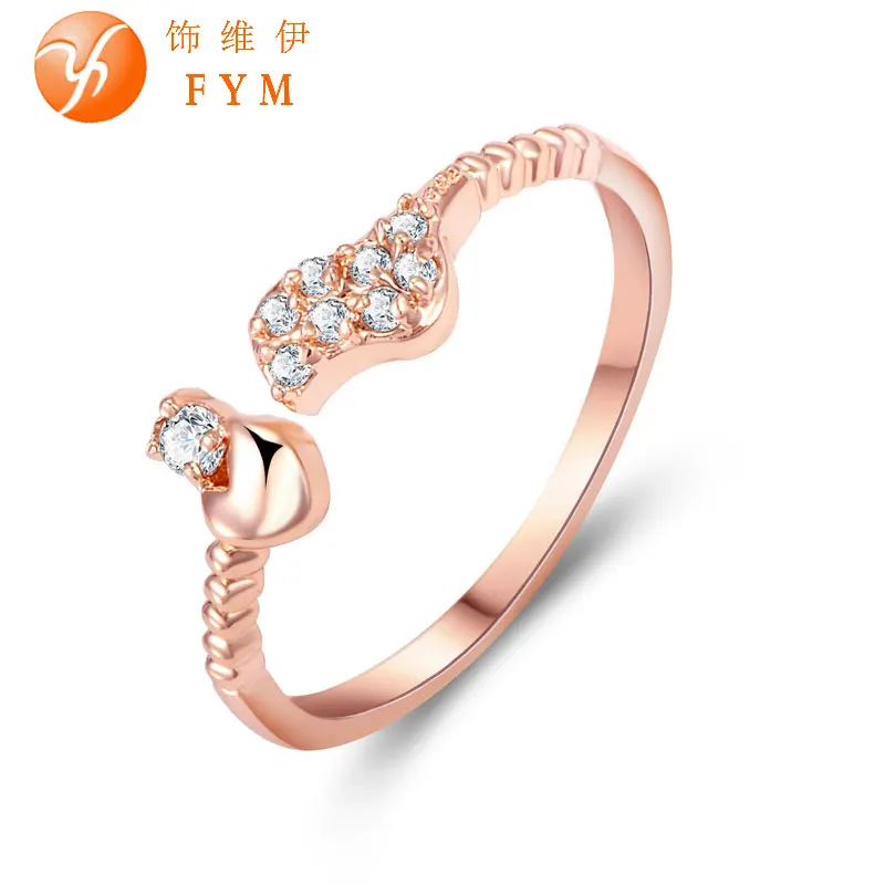 

Fashion Jewelry Womens Heart Finger Ring Luxury AAA Cubic Zirconia Stone Rose Gold Color Wedding Bands Jewelry for Women