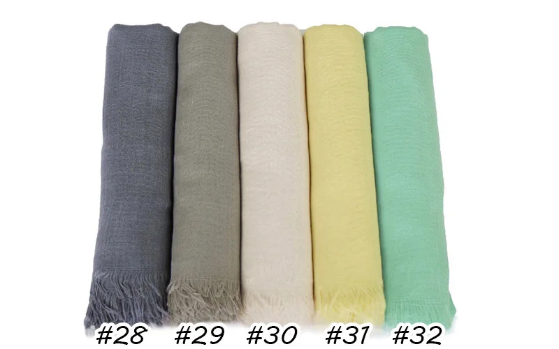 190*120cm oversize women muslim plain frayed hijab scarf femme musulman headscarf islamic shawls crinkle solid pashmina hijabs