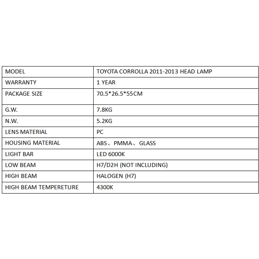 LS светильник для Toyota Corolla 2011 2012 2013 светодиодный головки лампы в сборе стоп-сигнал