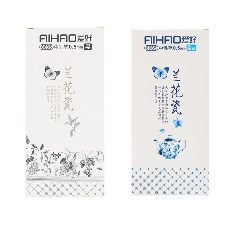 6pcs Vintage Chinese Style Gel pen Orchid Porcelain Flower Pens 0.5mm ink School Office kawaii school supplies 04065 | Канцтовары для
