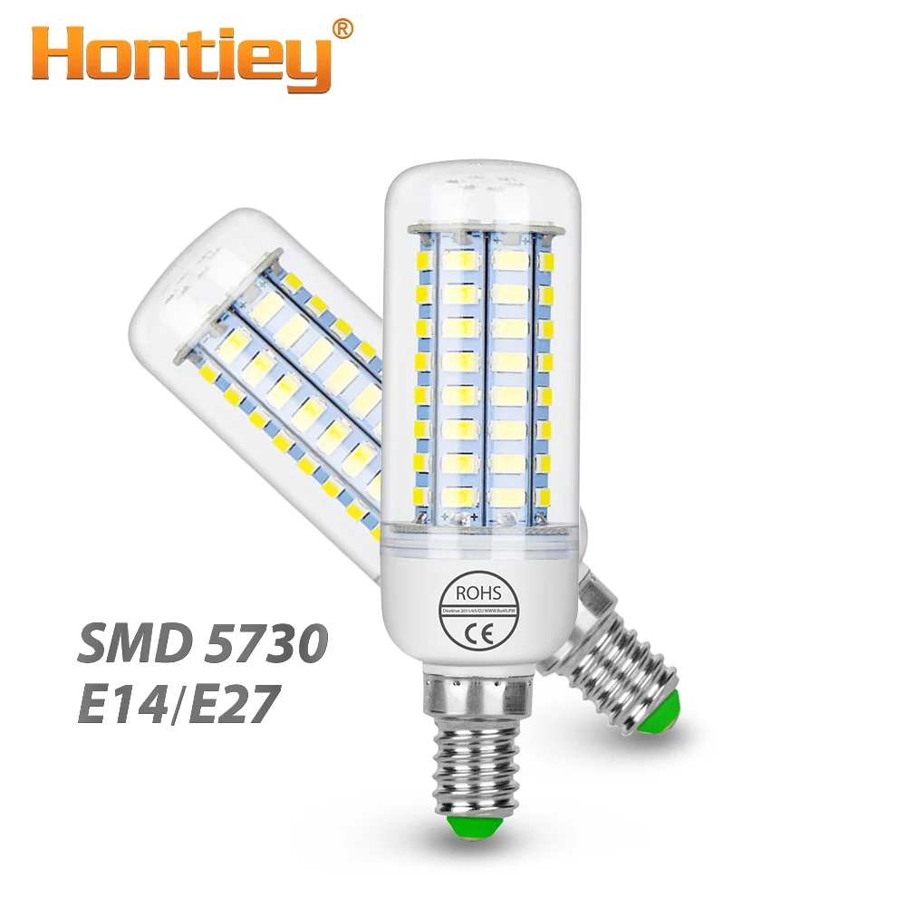Hontiey E27 Светодиодный светильник E14 светодиодный SMD5730 220 В кукурузная лампа 24 36 48 56 69