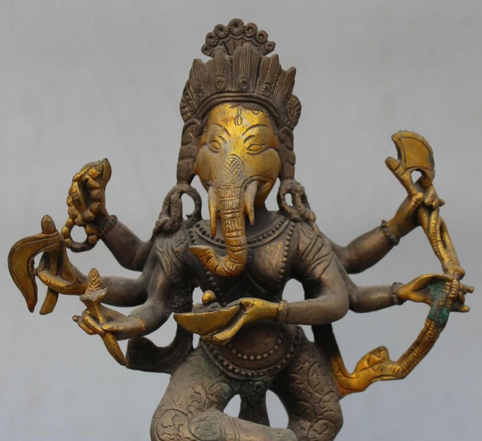 Бесплатная доставка старинный тибетский буддизм серебряная позолоченная 4 руки