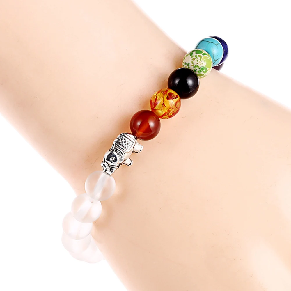 7 Чакра натуральный камень Бусины Энергетический Браслет для женщин браслет со