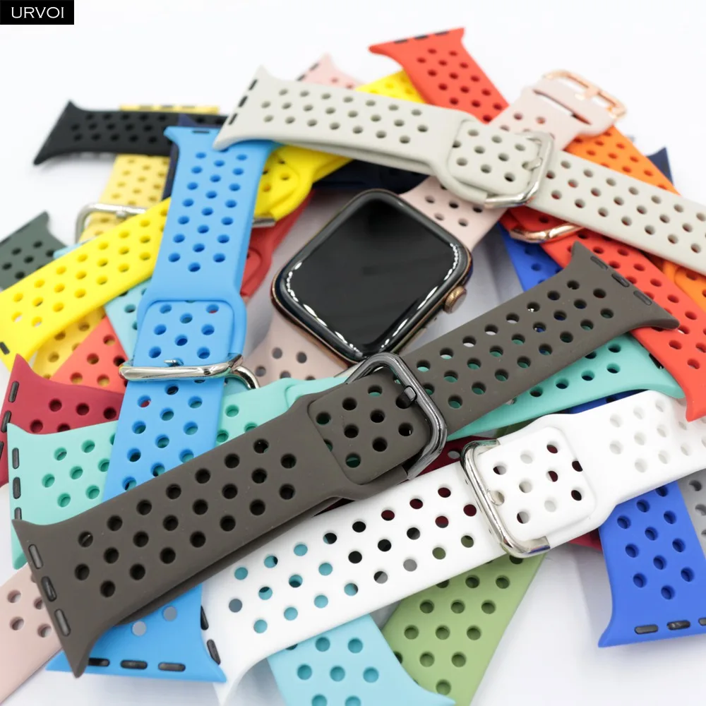 Ремешок URVOI для apple watch 8 7 6 SE 5 4 3 2 1 силиконовый спортивный браслет iwatch 40 44 мм