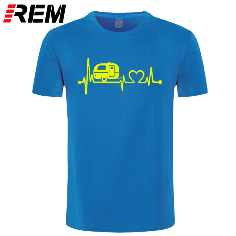 REM, горький кофе, новые летние хлопковые мужские футболки, топы, футболки с короткими рукавами, Camper, для путешествий, Hiker, Camper, Heartbeat, футболка - Цвет: blue yellow