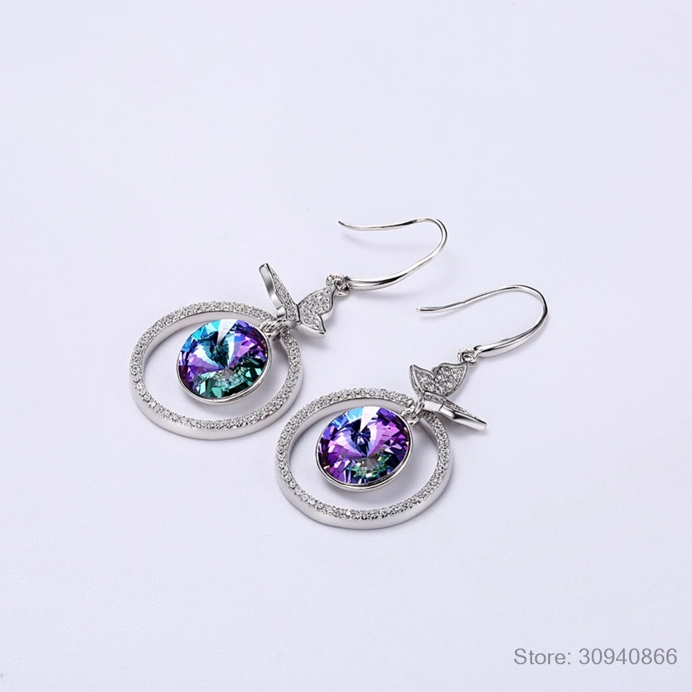 Серьги подвески женские из серебра 925 пробы с кристаллами|Серьги-подвески| |