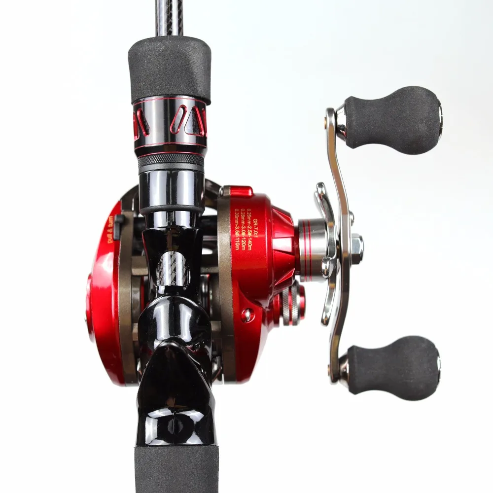 Рыбалка Катушки 2.1 М 46 т угольный стержень Baitcasting Rod 2 секции Set красный приманки