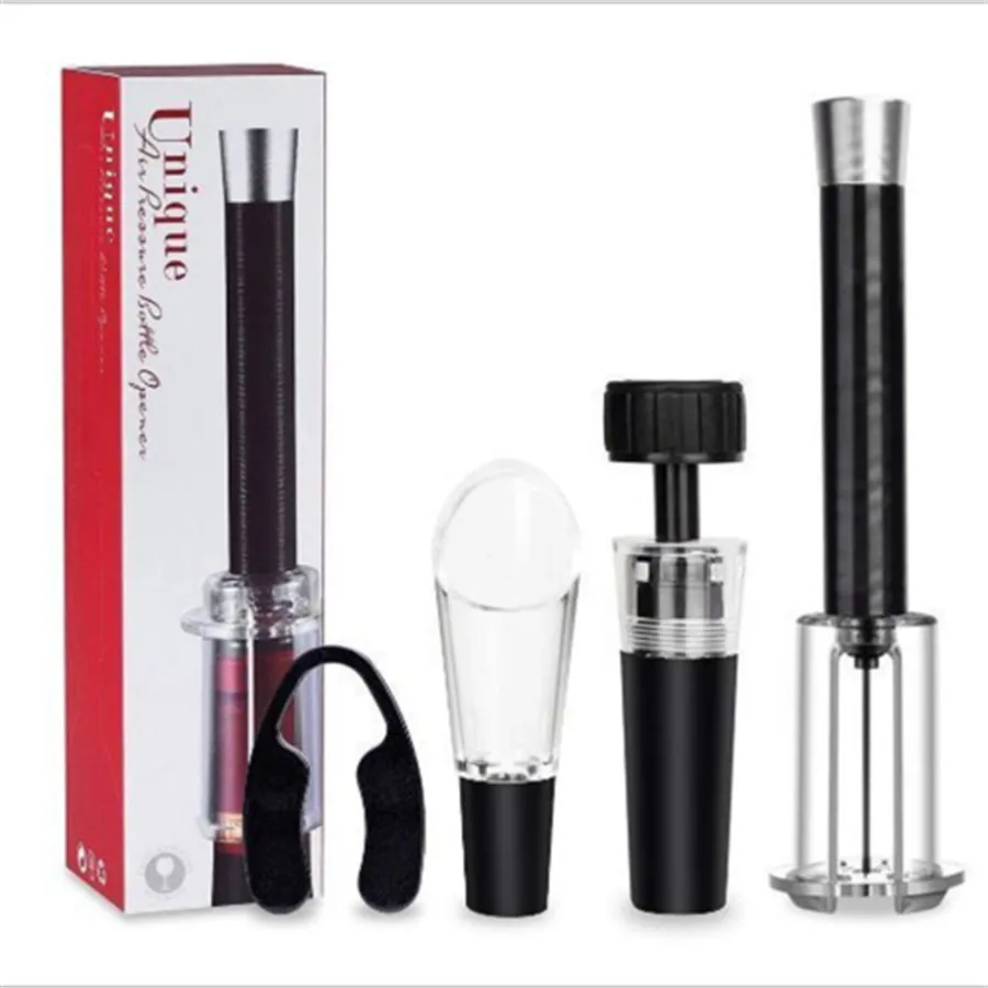 

4PCS/Set Red Wine Bottle Opener Cork Remover Easy Air Pump Pressure Corkscrew Tools Kitchen Tools