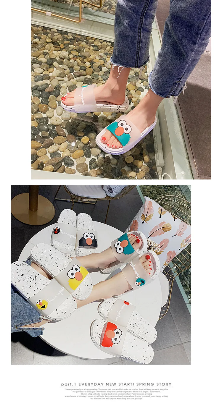 YIXIE/ модные женские шлепанцы; модные летние милые женские повседневные пляжные шлепанцы без застежек с героями мультфильмов; шлепанцы; домашняя женская обувь