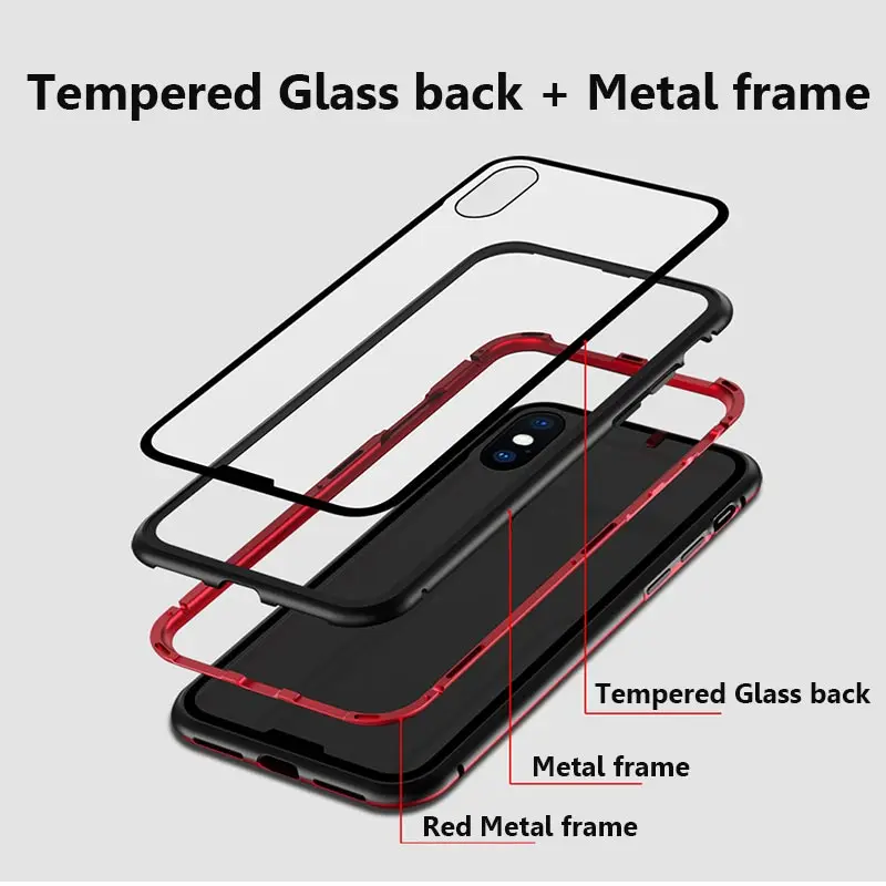 Suntaiho Tempered Glass case for iPhone 7 plus XS MAX 8 XR Magnetic back Phone X Case |