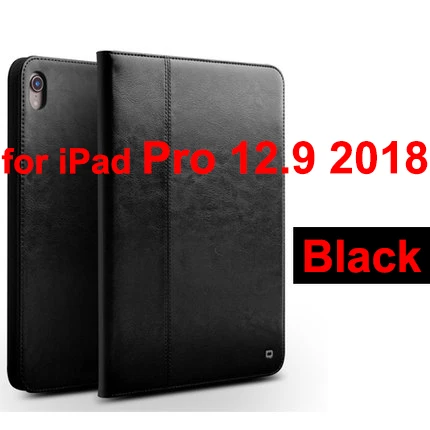 Qialino бренд для iPad Pro 11 для iPad Pro 12,9 из натуральной кожи умный чехол Чехол Поддержка прикрепить зарядку полный край защиты - Color: Black 12.9
