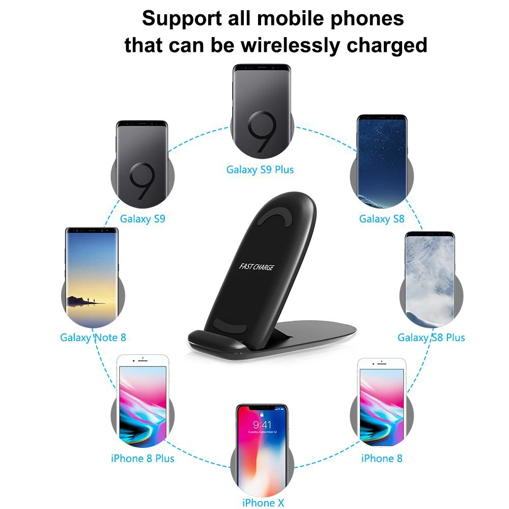 10W QI Fast Wireless Charger For Samsung Note 8 S9 S8 / Plus S7 Edge Standard Phone Charging for iPhone X |