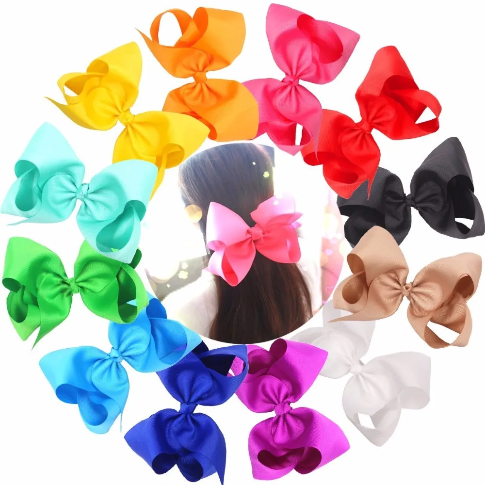12 шт. 8 дюймовые репсовые ленты металлический зажим Аллигатор|metal alligator clip|large bowribbon