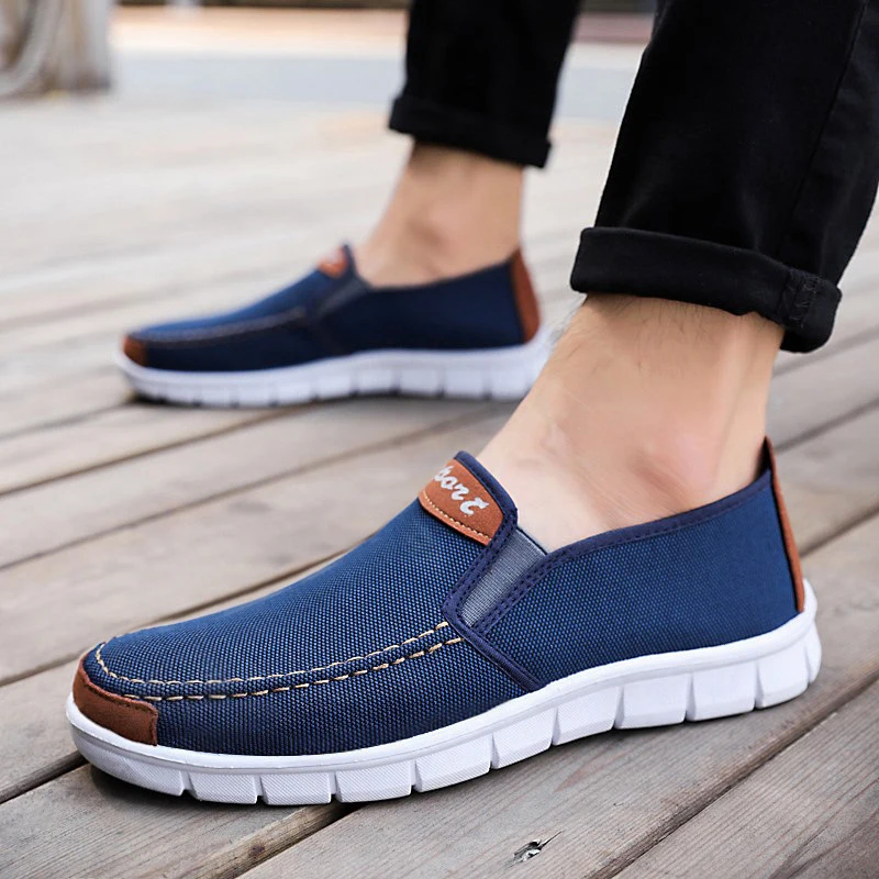Мужская парусиновая обувь Мужские кроссовки Повседневные лоферы Mocassim Слипоны на