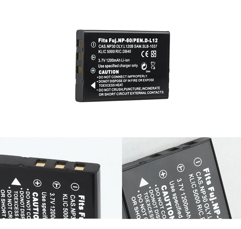 Dinto 1 шт. 3,7 V 1200 мА/ч, FNP-60 NP-60 NP 60 NP60 SLB 1137 1037 CNP-30 K5000 D-Li2 Li-20B аккумулятор для Fujifilm F410 F601 F501