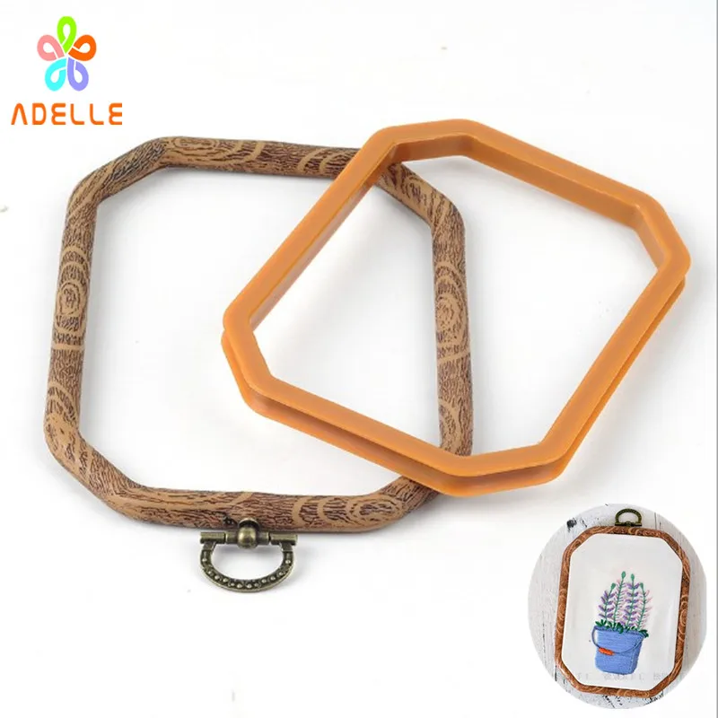 2 размера квадратный обруч для вышивки из древесного зерна пластиковая рамка