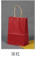 dark red 50 шт DIY Многофункциональный мягкий цветной бумажный мешок с ручками 21x15x8 см праздничный Подарочный мешок высокого качества хозяйственные сумки из крафт-бумаги - Цвет: dark red