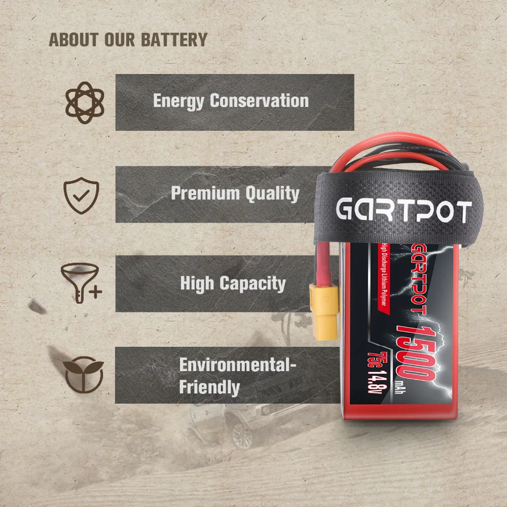 2 упаковки аккумулятор GARTPOT lipo 1500 мАч 14 8 в fpv 75C Lipo для дрона с XT60 радиоуправляемого
