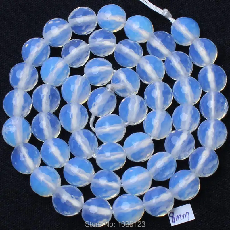 

Opal Stone Faceted Round Shape 4/6/8/10/12/14mm Necklace Bracelet Jewelry DIY Loose Beads 15 Inch w1699