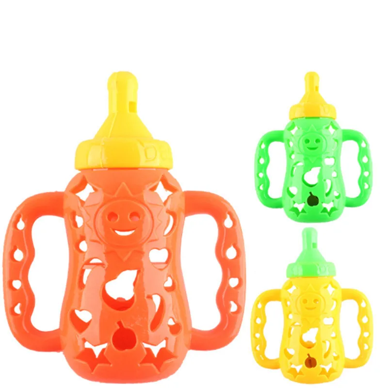 

Cartoon Whistle Bottle Baby Rattle Infant Toys Three Colors of Rubber Cement Rainbow Plastic Rings Doll Gift for Baby 0-12 Month