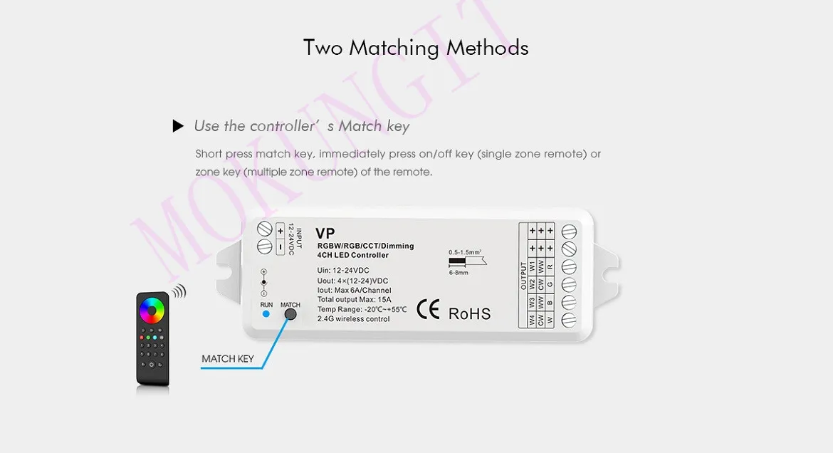 4CH* 3A 12-24VDC CV контроллер VP контроллер затемнения/цветовая температура/RGB/RGBW 4 в 1 2,4 ГГц RF беспроводной ресивер VP