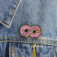 xedz lucky number 8 always hungry donut brooch delicious dessert doughnut cartoon symbol badge denim shirt lapel enamel pin kids