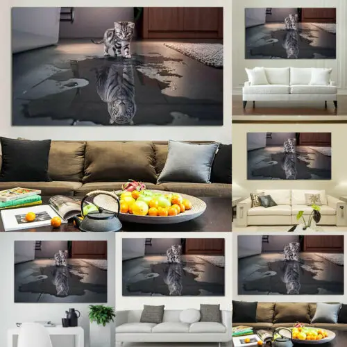 Бескаркасная Современная Абстрактная живопись декор кошка или Тигр настенные