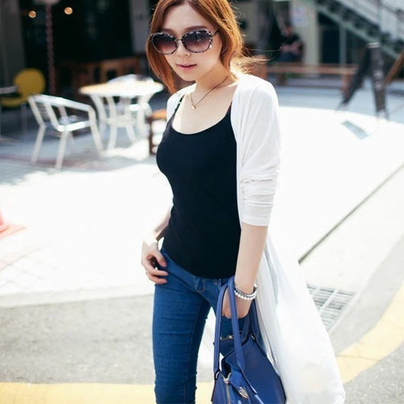 2018 Summer Sun protection Thin Cardigan Women Casual Single Breasted Long Blouse Knitted Modal Solid Cardigans Top |