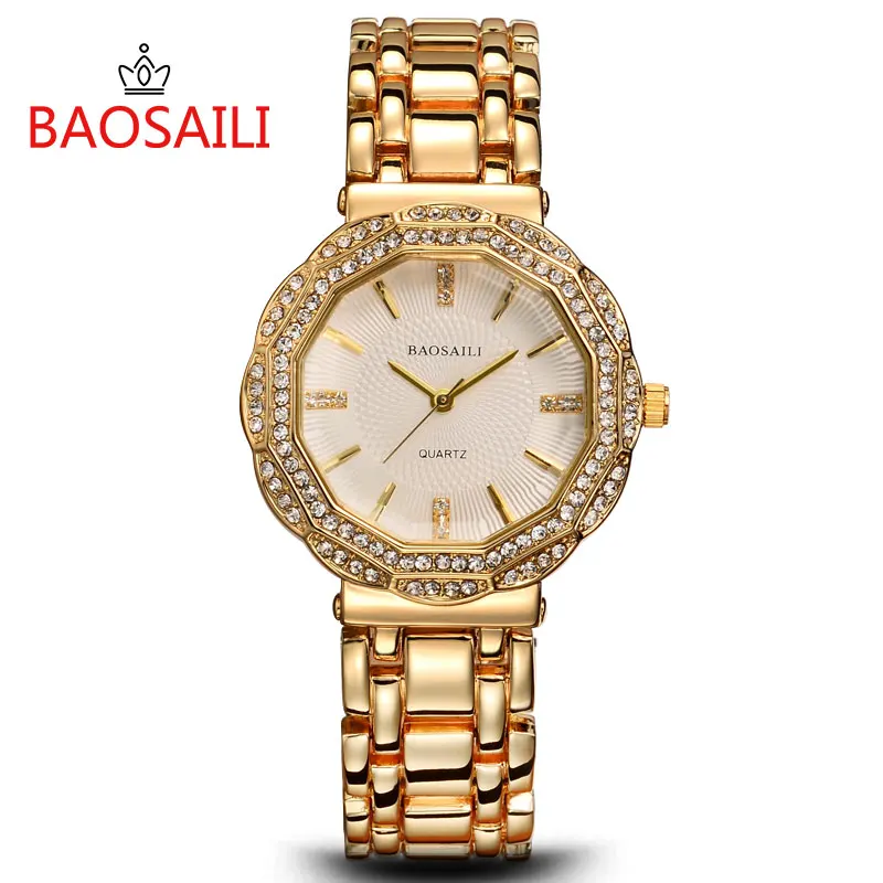 BSL1029 BAOSAILI Роскошные модные женские золотые часы водонепроницаемые повседневные