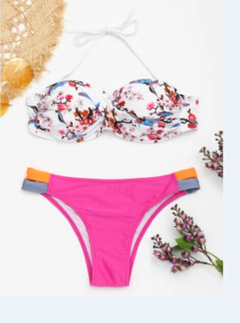 Новинка женский бюстгальтер с цветочным принтом на шнуровке без бретелек