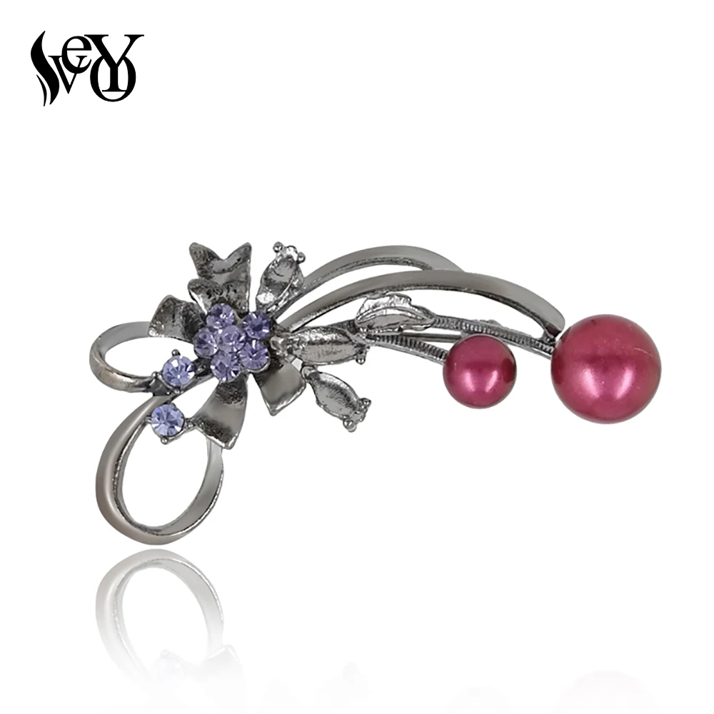 Женская брошь в форме цветка VEYO стразы с искусственным жемчугом и кристаллами