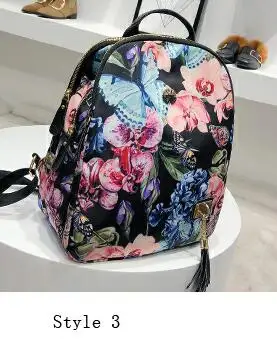 style 3 Цветочный Модный женский рюкзак высокого качества, Молодежные кожаные рюкзаки для девочек-подростков, женская школьная сумка через плечо, рюкзак mochila - Цвет: style 3