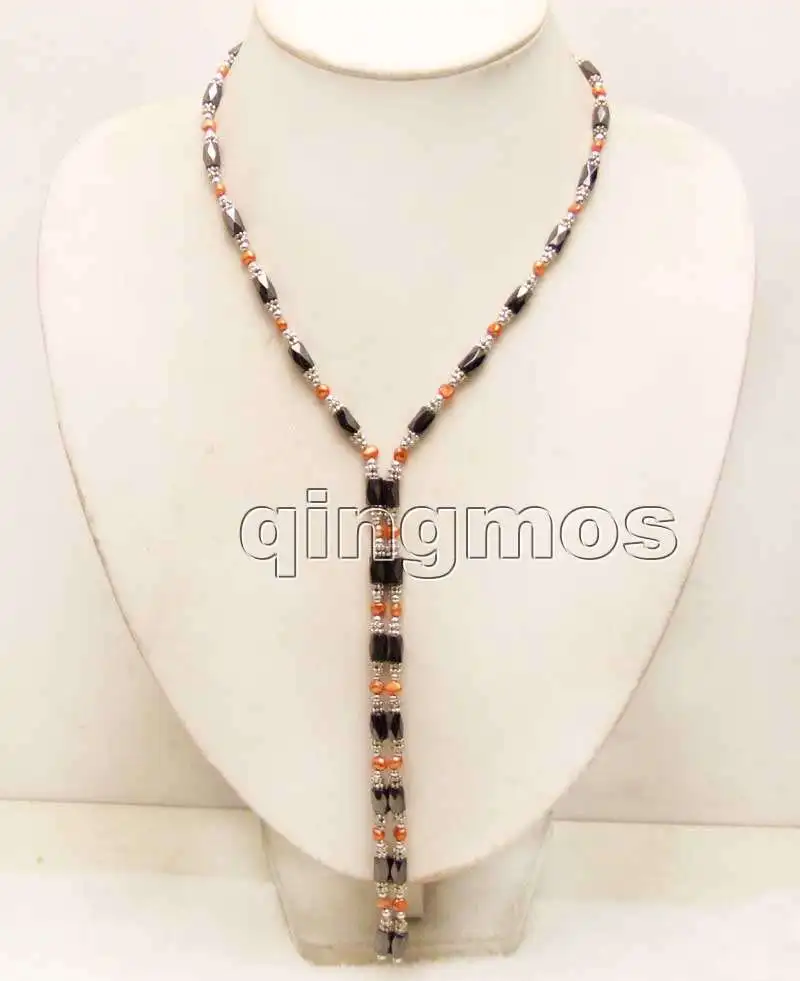 4-5 мм красный барокко натурального пресноводного жемчуга и Черный Гематит