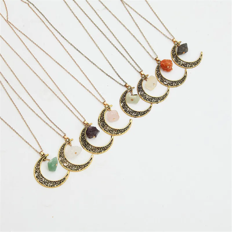 Новые Натуральные ожерелья подвеска винтажное ожерелье с Луной нерегулярные