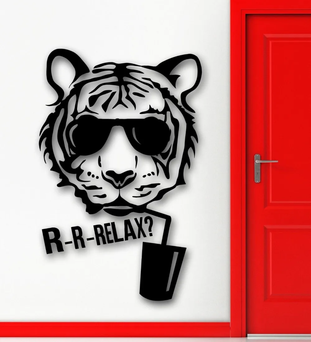 

Wall Sticker Vinyl Decal Tiger Relax Bar Night Club Animal Cocktail