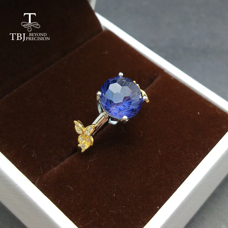 TBJ романтическое кольцо с покрытием Танзанит цветное топазом футбольной огранки