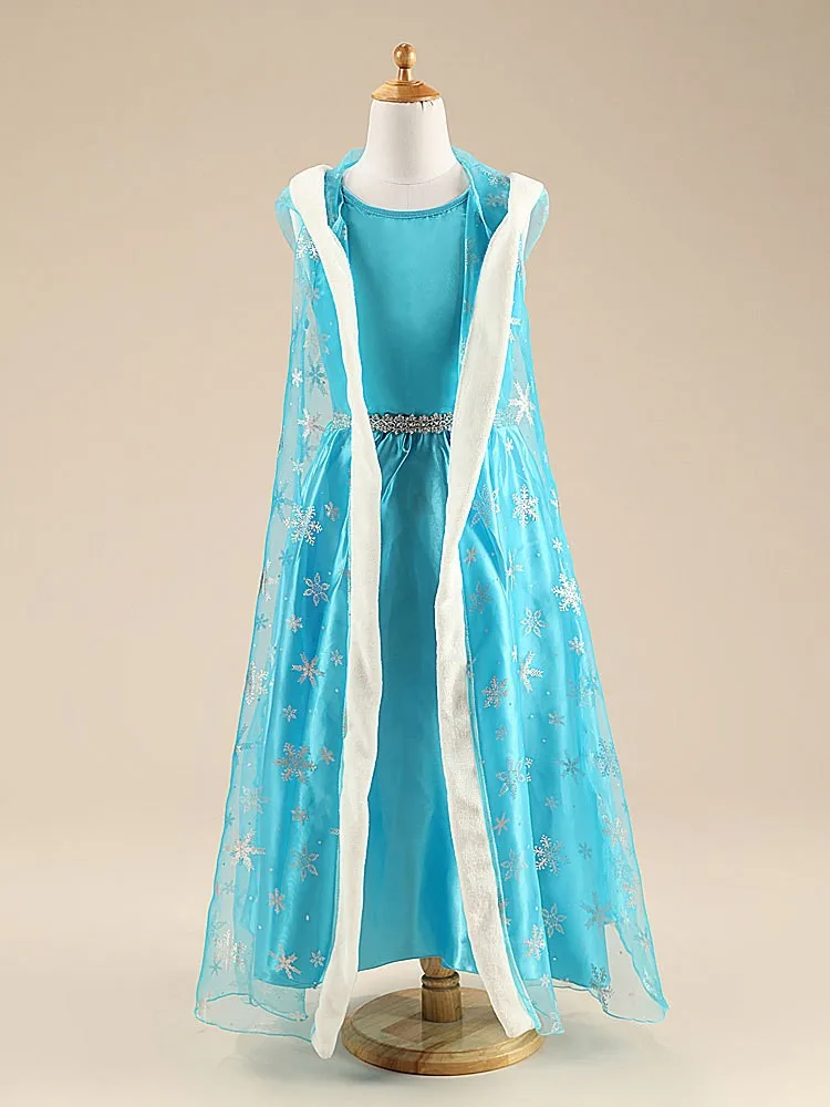 Платье Снежной Королевы для девочек платье с капюшоном и изображением Анны Эльзы