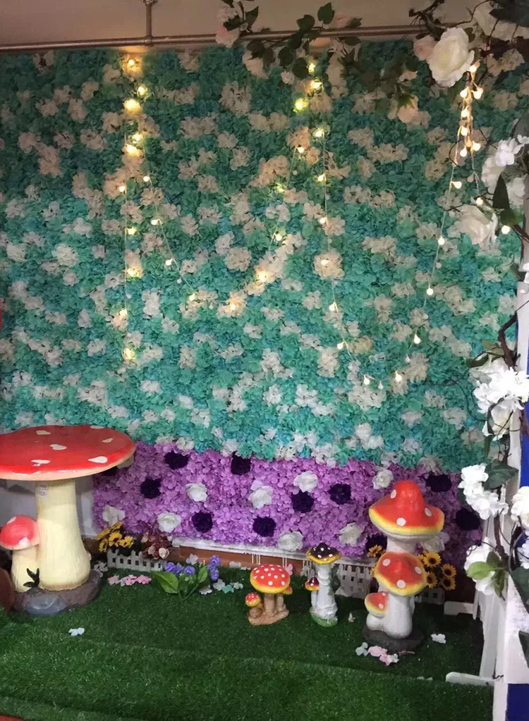 

2.4M*2.4M Wedding Flower Wall Tiffany Blue with White flower backdrop wedding stage decoration including flowers and pipe stand