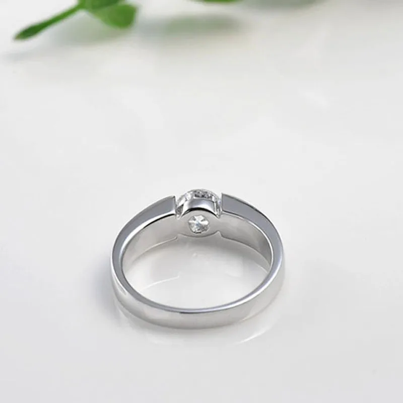 0.50CT круглое кольцо из моиссанита чистое 14K твердое белое золото Помолвочные