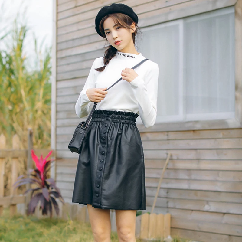 Новинка юбки из искусственной кожи для женщин 2019 Женская юбка с высокой талией и