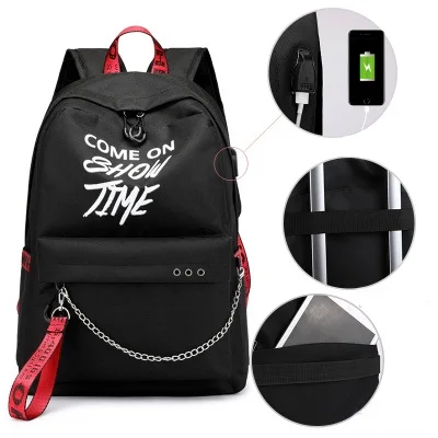 black 4 Рюкзак с защитой от кражи, USB, светящийся, женский, на цепочке, рюкзак для путешествий, Mochila, водонепроницаемый, Оксфорд, рюкзак для ноутбука, школьная сумка для девочек-подростков - Цвет: black 4
