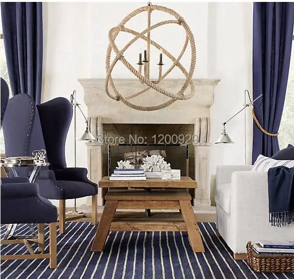 Retro Nostalgia Hand-woven Hemp Rope Chandelier Suspended Ceiling Droplight 90-260V Free Shipping PLL-61 | Лампы и освещение