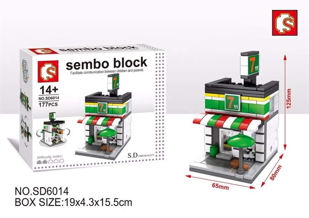 Блоки sembo Мини-магазин DIY Строительные кирпичи микро уличный магазин 3D модель аукциона Развивающие детские игрушки подарки для девочек SD 6030-SD6033