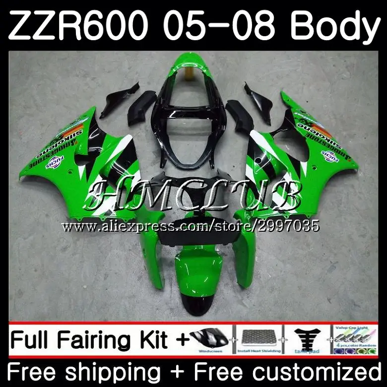 

Bodywork For KAWASAKI NINJA ZX 600CC ZZR600 2005 2006 2007 2008 59HC.2 ZX600CC ZZR-600 ZZR 600 green black 05 06 07 08 Fairing